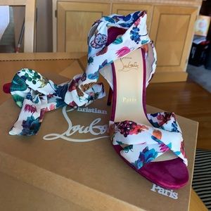 Christian Louboutin Velour Sandal Heel